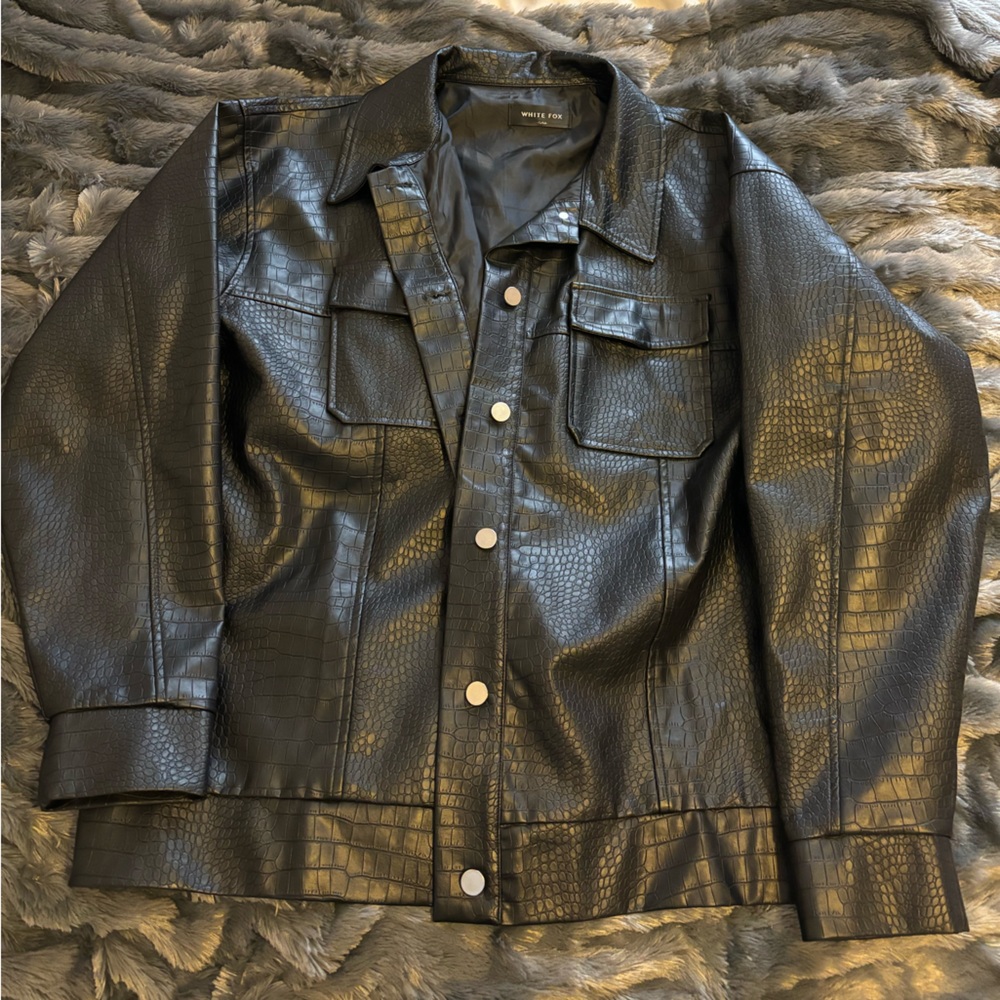 White Fox Boutique Cold Heart PU Leather Button Up Jacket